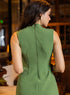 Front Panelled Mini Dress With Flaps - Green